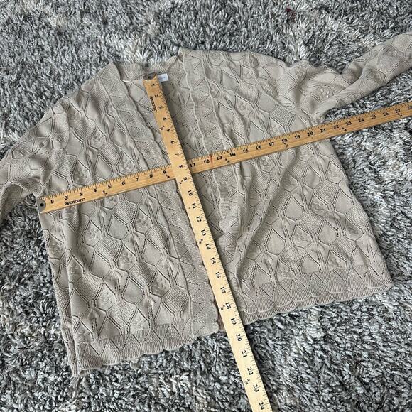 Charter Club Popcorn Bauble Knit Eyelet Open Cardigan Sweater Beige L Lagenlook - Picture 8 of 8